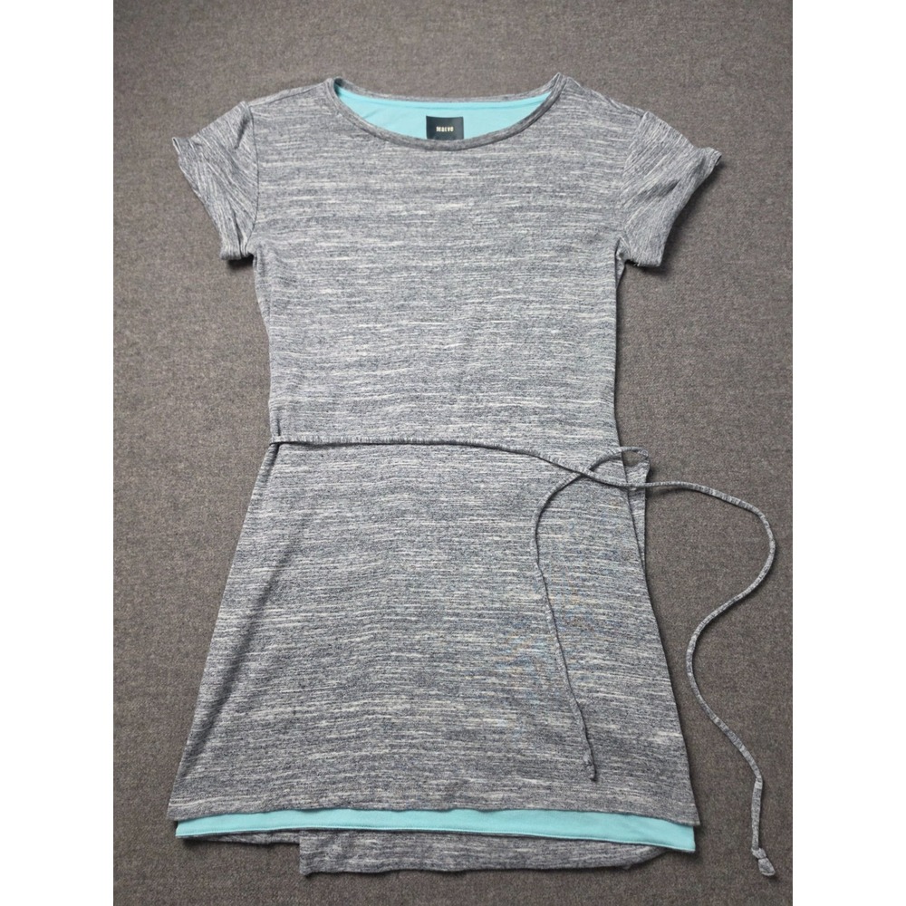 Maeve T-Shirt Wrap Dress Women Medium Gray Blue Space Dye Short Sleeve Tie Waist